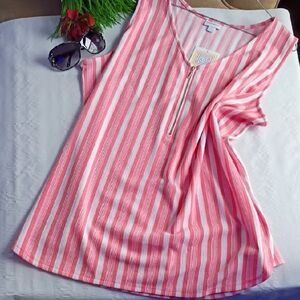 Chic Pink Striped Sleeveless Tank Top